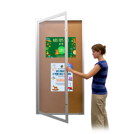 Extra Large 36 x 48 Enclosed Bulletin Board | "SwingCase" Indoor, Metal, Wall Display Case in 4 Finishes