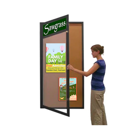 Extra Large Indoor Enclosed Bulletin Board Cases with Message Header | Single Door "SwingCase" 15+ Sizes