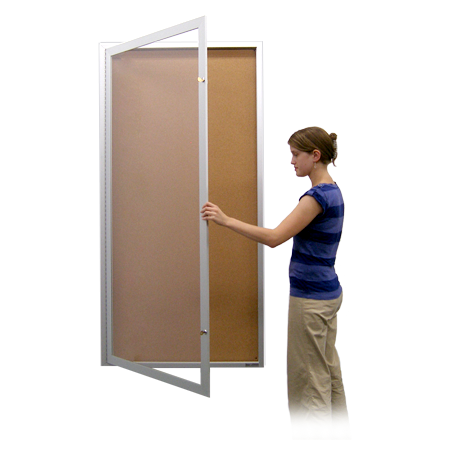 Extra Large 24 x 72 Indoor Enclosed Bulletin Board Swing Cases (Single Door)