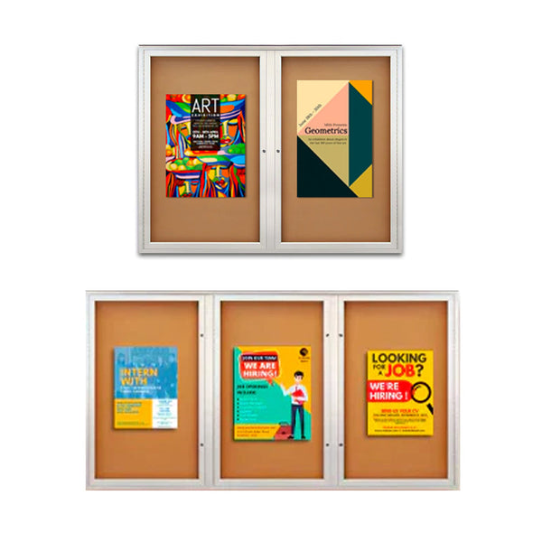 EXTREME WeatherPlus™ Enclosed Outdoor Bulletin Boards | Wall Mount Lockable 2 and 3 Door Display Cases in 35+ Sizes