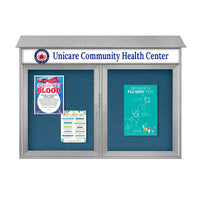40" x 50" 2-Door Cork Board Message Center with Header (Image Not to Scale)