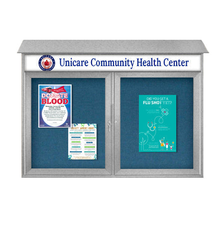 40" x 50" 2-Door Cork Board Message Center with Header (Image Not to Scale)