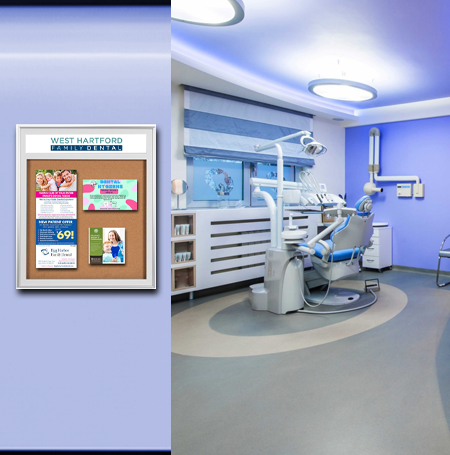 36 x 48 SwingFrame Metal Framed Designer Bulletin Boards with Your Personalized Message Header