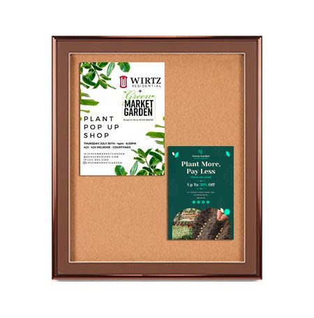 Extra Large Designer Metal Framed 36 x 60 Enclosed Cork Bulletin Board SwingFrame | 5 Frame Finishes