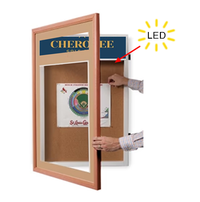 Designer Wood Bulletin Board SwingFrames with LED Lighting and Your Personalized Header Message + LED Lighting - 8 Sizes + Custom