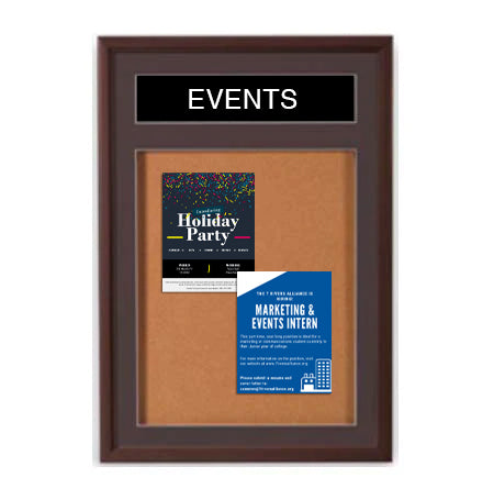 Designer Wood Bulletin Board SwingFrames with LED Lighting and Your Personalized Header Message + LED Lighting - 8 Sizes + Custom