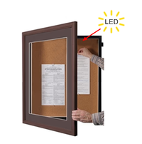 SwingFrame Designer Wood Frame Bulletin Boards with Light | Enclosed, Swing Open Corkboard in 8 Sizes