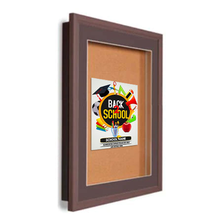 SwingFrame Designer Wood Frame Bulletin Boards with Light | Enclosed, Swing Open Corkboard in 8 Sizes