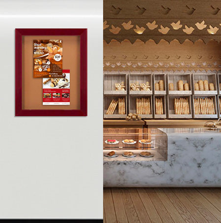 SwingFrame Wide-Wood Framed 32"x 44" Enclosed Bulletin Board, Swing Open for Message Changes