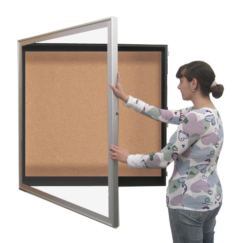 SwingFrame 45x45 Designer Wall Mount Metal Framed Large Cork Board Display Case 4 Inch Deep