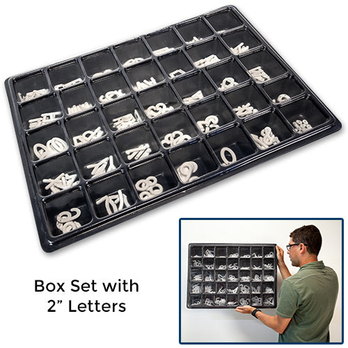Roman Changeable Letter Sets | White Plastic Letters for Letterboards in Box Sets and Sprue Tree Sets