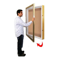 SwingFrame Designer Wall Mounted Metal Framed 20x24 Large Cork Board Display Case 2 Inch Deep