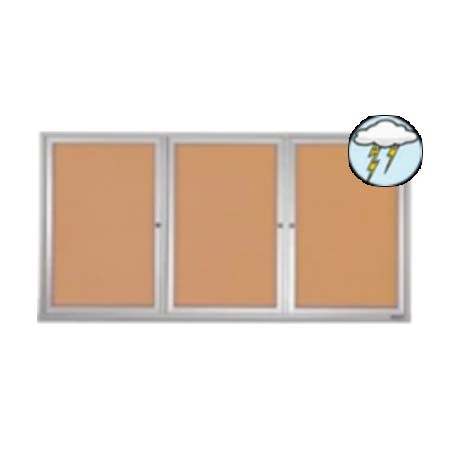 All-Weather, SwingCase 84 x 48 Outdoor Enclosed Bulletin Boards Three Door Metal Cabinet 4 Finishes