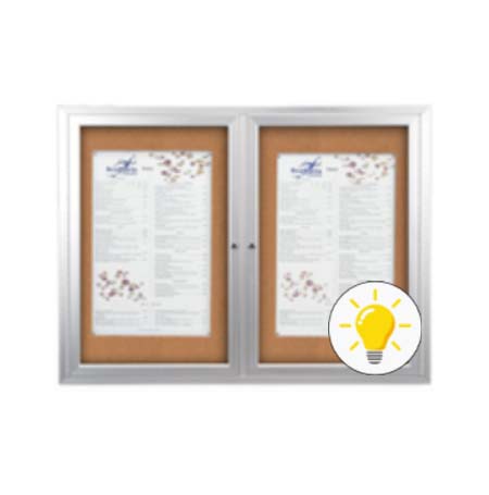 72 x 24 INDOOR Enclosed Bulletin Boards with Lights (2 DOORS)