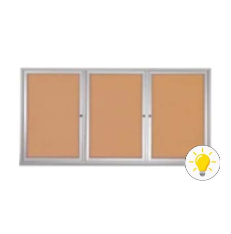 72 x 36 INDOOR Enclosed Bulletin Boards with Lights (3 DOORS)