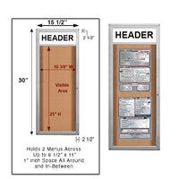 Indoor Menu Cases with Header (8.5 x 11 Portrait Menus) (Rounded Corners)