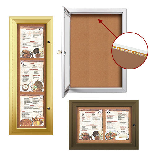 Outdoor Enclosed Menu Cases with Lights for 8 1/2" x 11" Portrait Menu Sizes