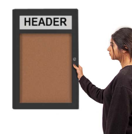 Indoor Enclosed Menu Swing Cases with Header (Single Door) (Rounded Corners)