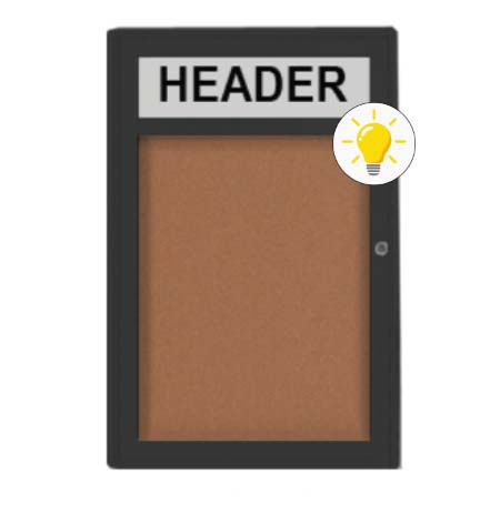 Extra Large Indoor Enclosed Bulletin Board Swing Cases 48 x 48 with Header and Lights (Radius Edge)