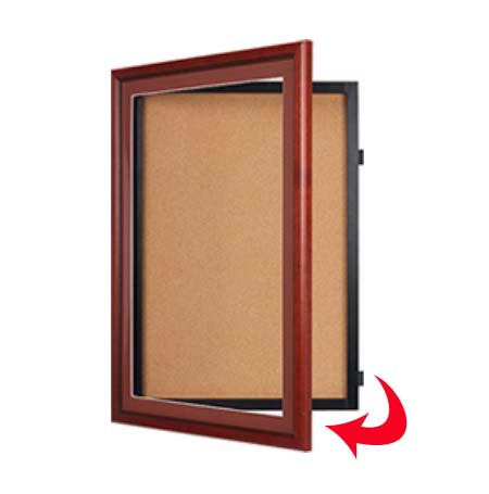 Designer Wood 36" x 36" Enclosed Bulletin Board SwingFrames